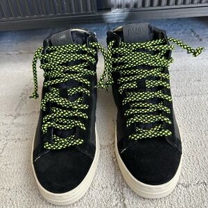 New P448 Black and Green High-Top Sneakers